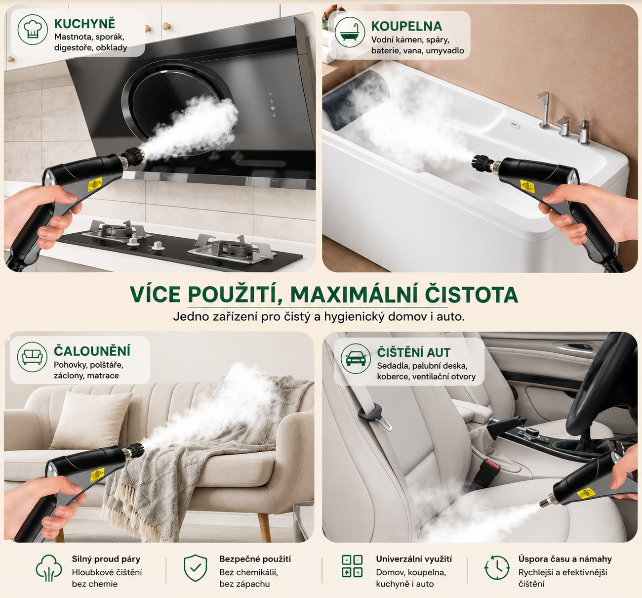 KIREXO Steam Pro™ – Ruční parní čistič